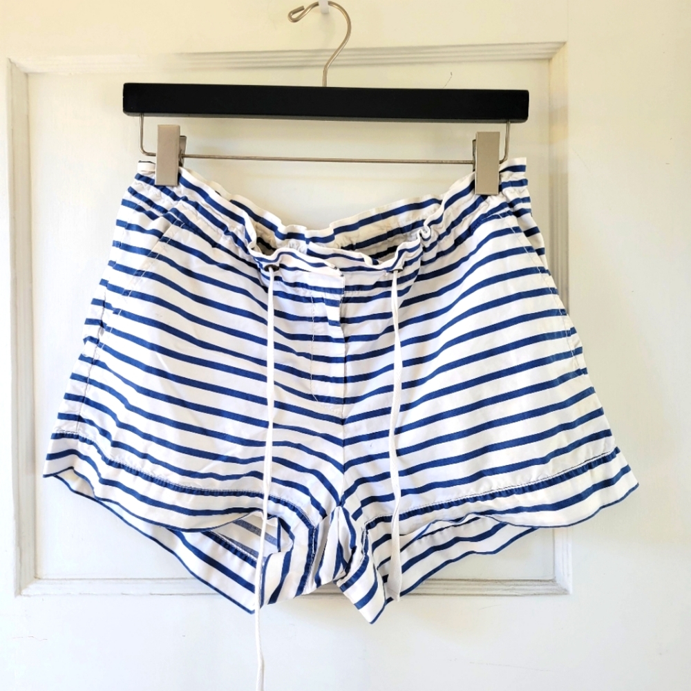 J.Crew Navy and White stripped drawstring shorts